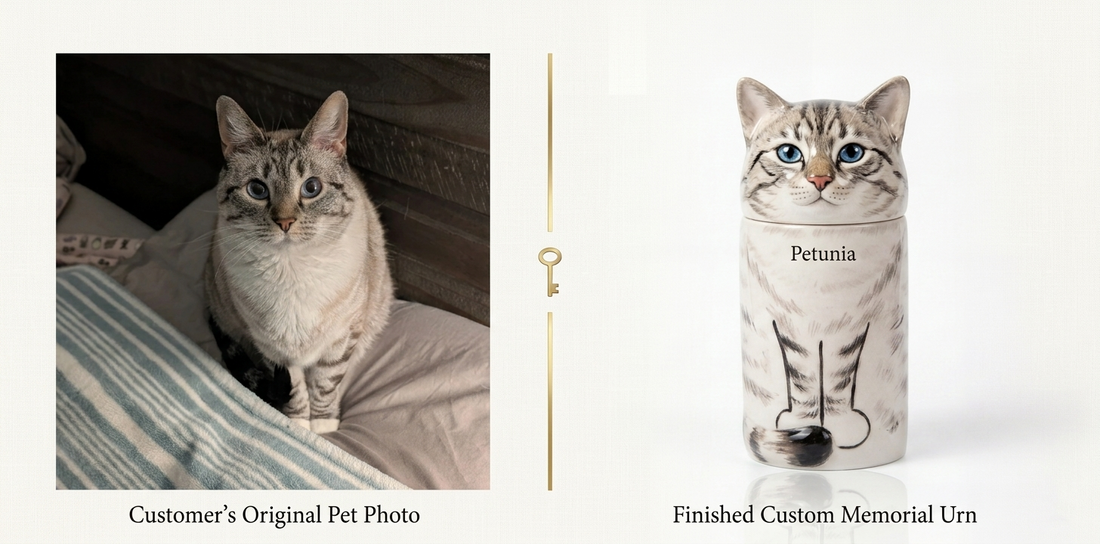 custom cat urn from photo handmade ceramic memorial