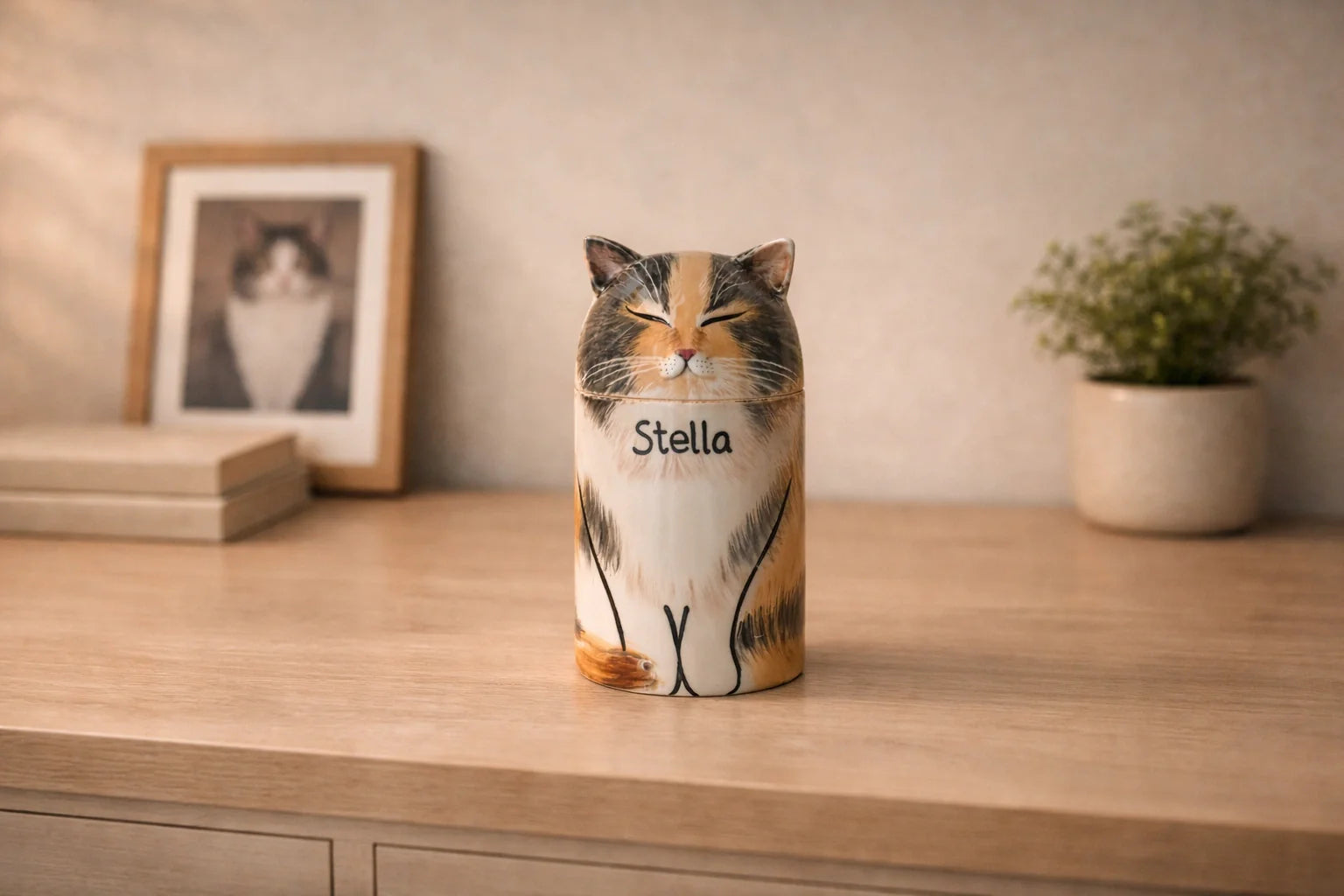 framed pet photo as a meaningful memorial at home