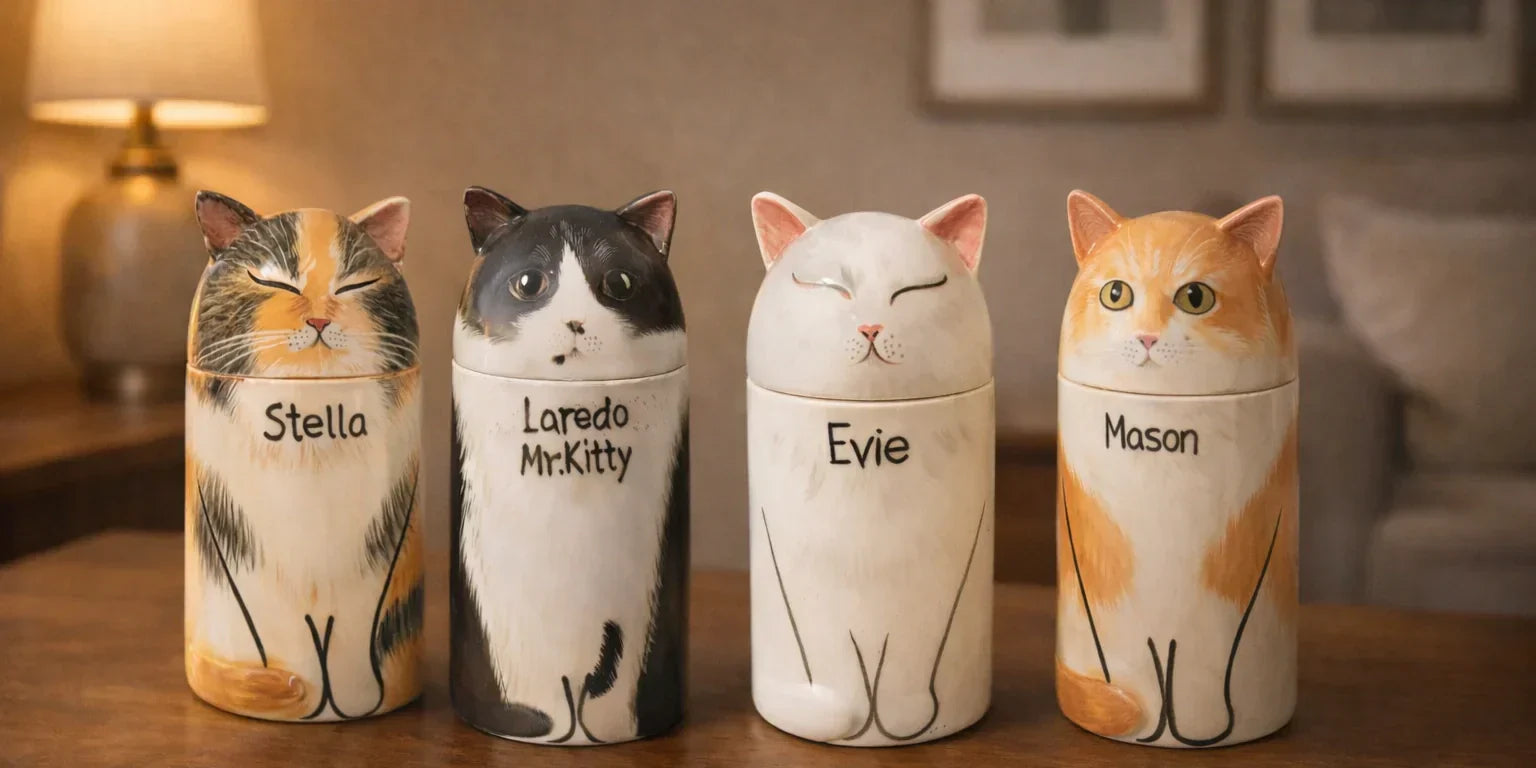 custom cat urn for ashes handmade from pet photo
