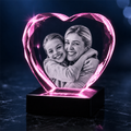 Custom 3D Crystal Photo - Faceted Heart- Mother's Day Crystal Gift - Living Room Decor