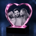 Custom 3D Crystal Photo - Faceted Heart- Father's Day Crystal Gift - Living Room Decor