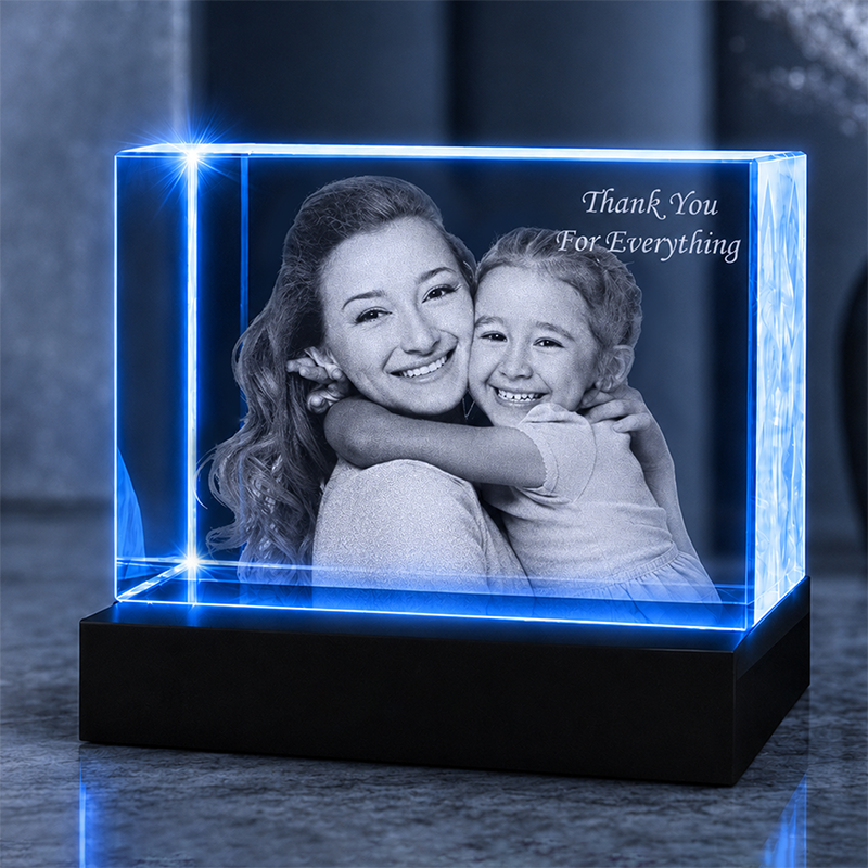 Custom 3D Crystal Photo - Rectangle - Mother's Day Family Crystal Gift - Living Room Decor