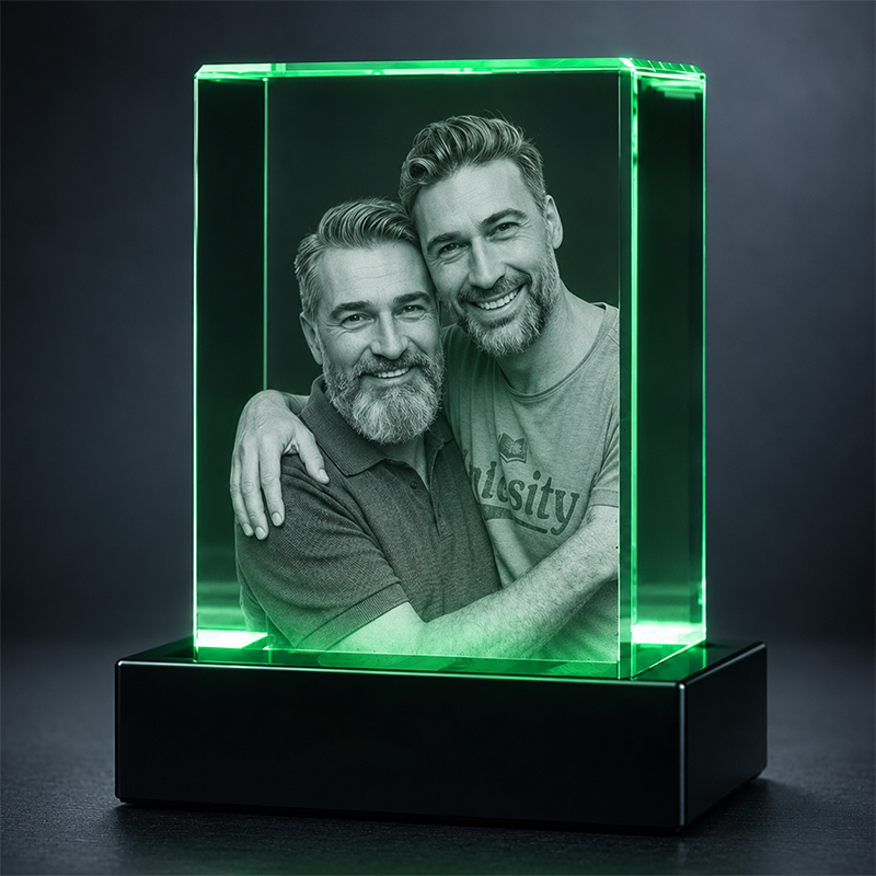 Custom 3D Crystal Photo - Vertical Rectangle - Father's Day Crystal Gift - Living Room Decor