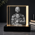 Custom 3D Crystal Photo - Square - Personalized Crystal Gift for Dad - Living Room Decor