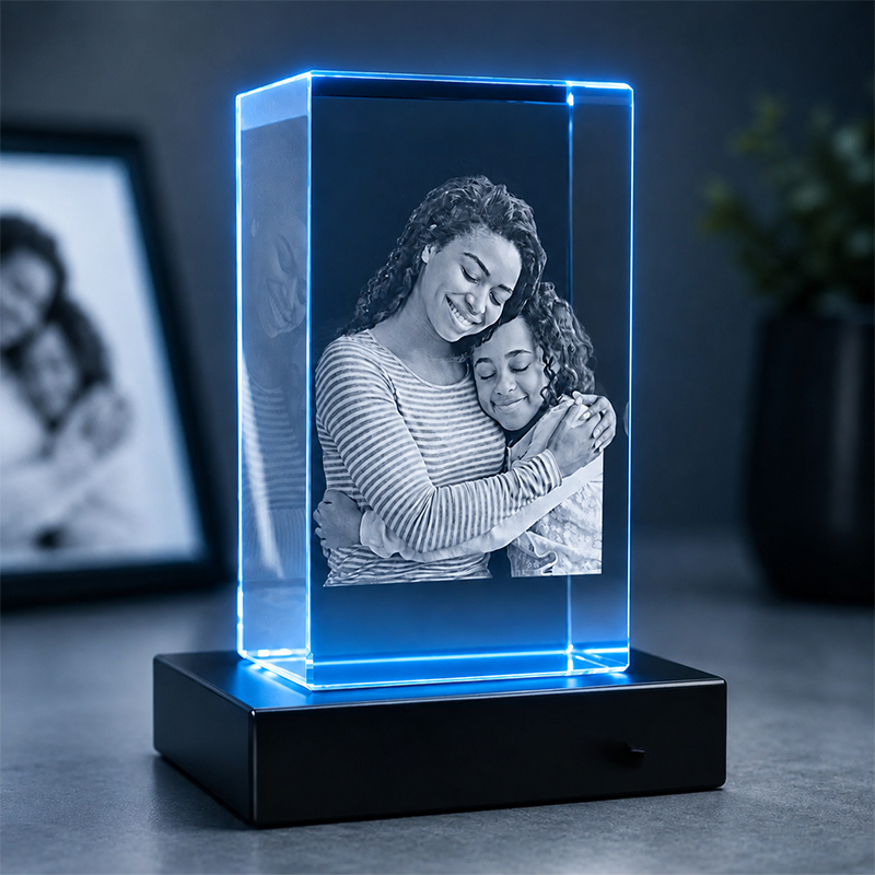 Custom 3D Crystal Photo - Vertical Rectangle - Mother's Day Crystal Gift - Living Room Decor