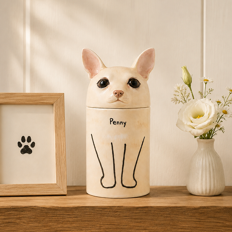 Dog Cremation Urn from Photo Recreate Their Signature Ears and Gentle Features