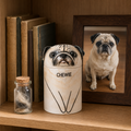 Custom Dog Cremation Urn Hand Painted from Photo Capture Their Distinctive Pug Face