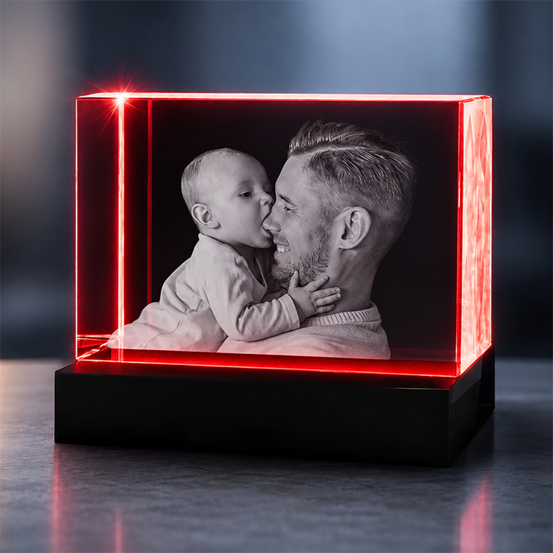 Custom 3D Crystal Photo - Rectangle - Father's Day Family Crystal Gift - Living Room Decor