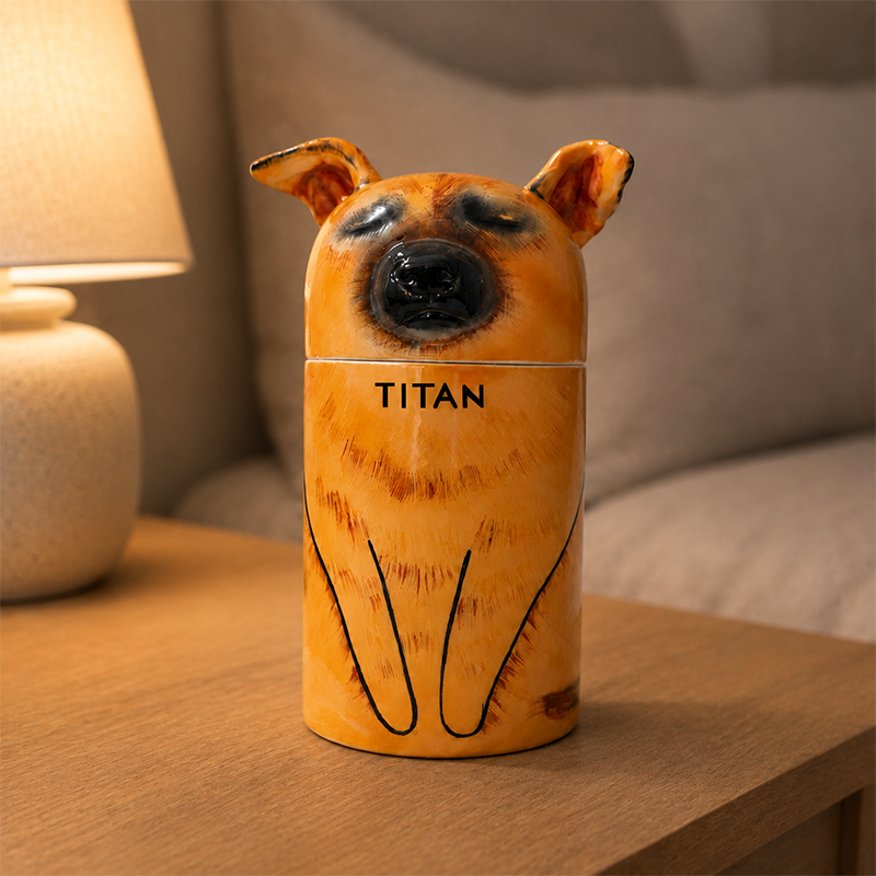Personalized Dog Urn from Photo Match Their Alert Ears and Loyal Expression