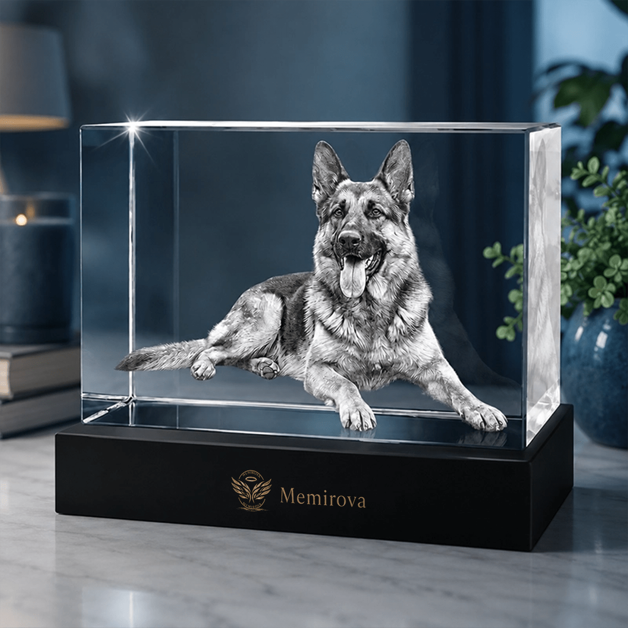 Memirova Beloved Pet 3D Crystal Tribute Plaque - Memirova