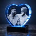 Custom 3D Crystal - Heart- Father's Day Crystal Gift with LED Base - Living Room Decor