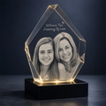 Custom 3D Crystal - Hexagon - Mother's Day Crystal Gift with LED Base - Living Room Decor