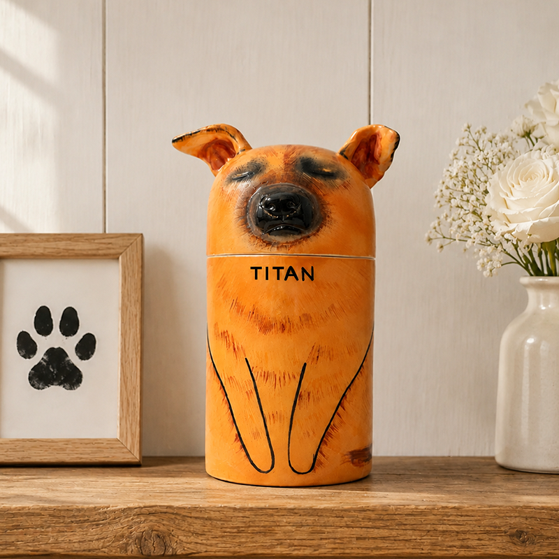 Personalized Dog Urn from Photo Match Their Alert Ears and Loyal Expression