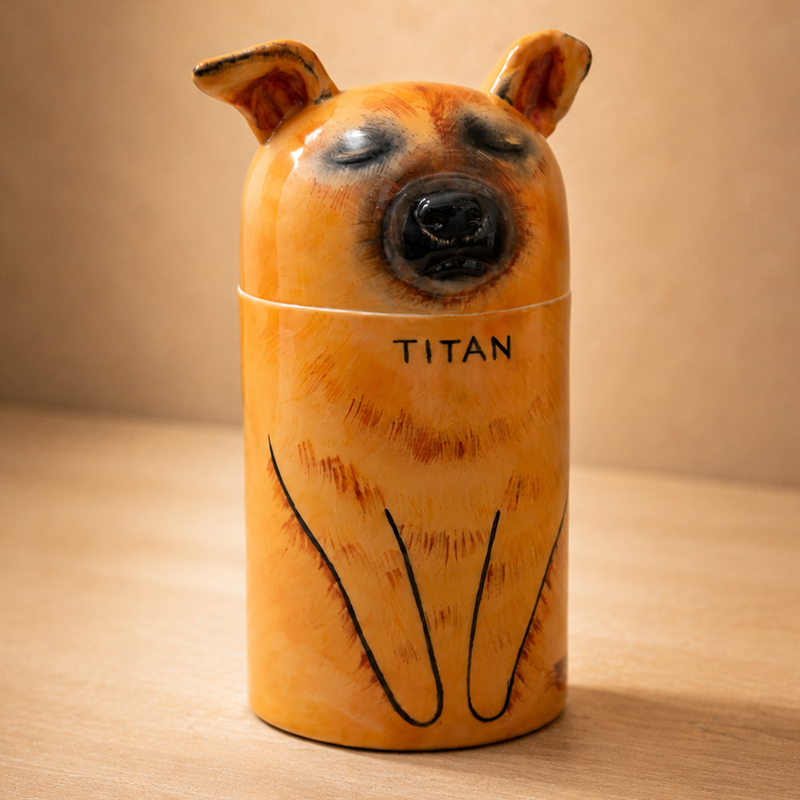 Personalized Dog Urn from Photo Match Their Alert Ears and Loyal Expression
