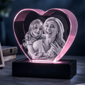 Custom 3D Crystal Photo - Heart - Personalized Crystal Gift for Mom - Living Room Decor