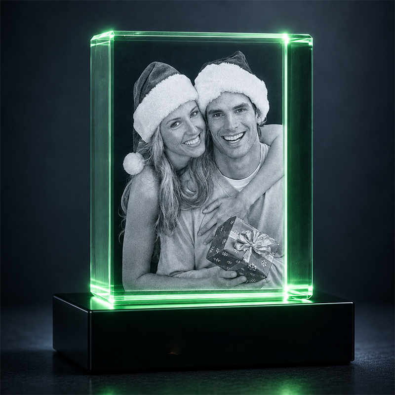 Custom 3D Crystal Photo - Vertical Rectangle - Christmas Crystal Gift - Living Room Decor