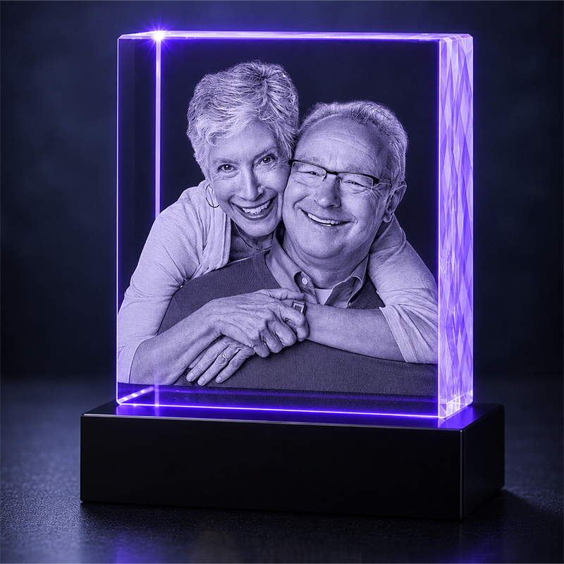 Custom 3D Crystal Photo - Square - Personalized Valentine's Crystal Gift - Living Room Decor