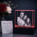 Custom 3D Crystal Photo - Square - Couple Anniversary Crystal Gift - Living Room Decor