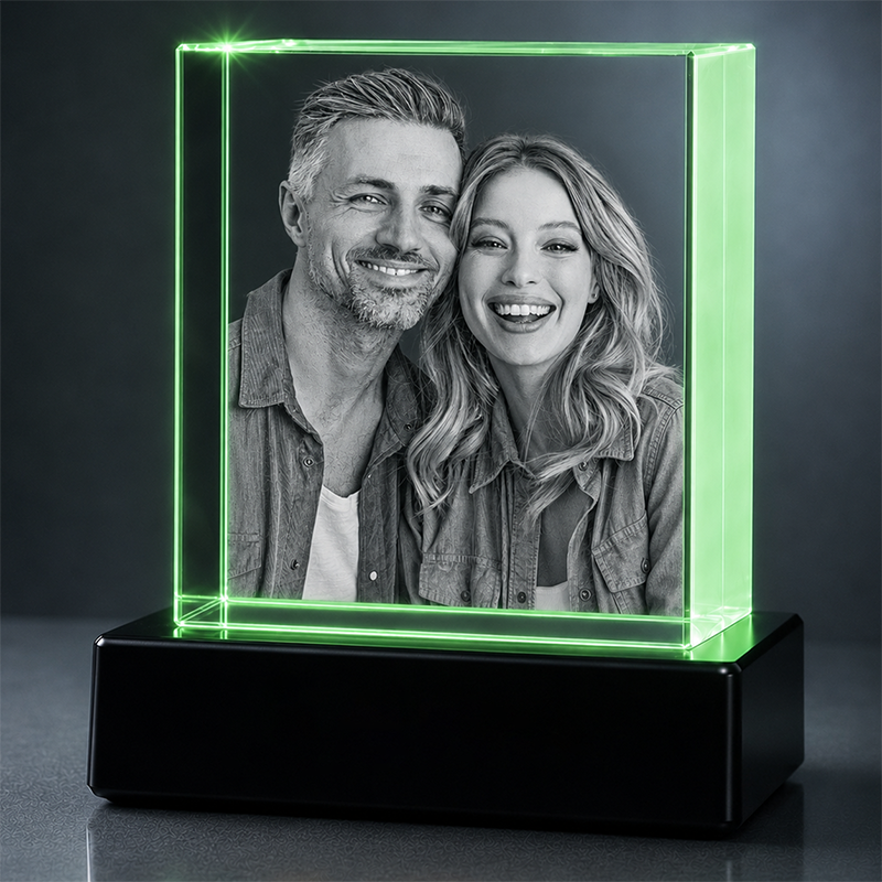 Custom 3D Crystal Photo - Square - Personalized Crystal Gift for Mom - Living Room Decor