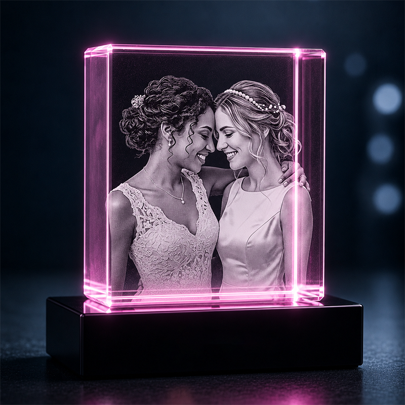 Custom 3D Crystal -Square- Wedding Crystal Gift- Living Room Decor