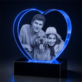 Custom 3D Crystal - Heart - Anniversary Crystal Gift with LED Base - Living Room Decor