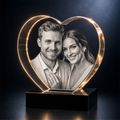 Custom 3D Crystal - Heart - Valentine's Crystal Gift with LED Base - Living Room Decor