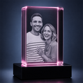Custom 3D Crystal Photo - Vertical Rectangle - Anniversary Crystal Gift - Living Room Decor