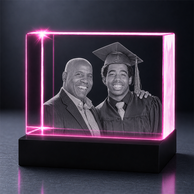 Custom 3D Crystal Photo- Rectangle - Graduation Crystal Gift Name & Year - Living Room Decor