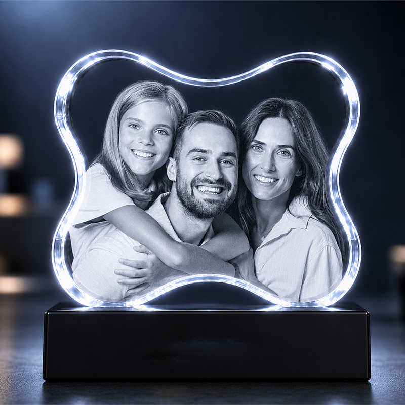 Custom 3D Dog Crystal Photo - Bone Shape -  Crystal Gift - Living Room Decor