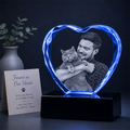 Custom 3D Pet Crystal Photo - Faceted Heart- Pet Lover Crystal Gift - Living Room Decor