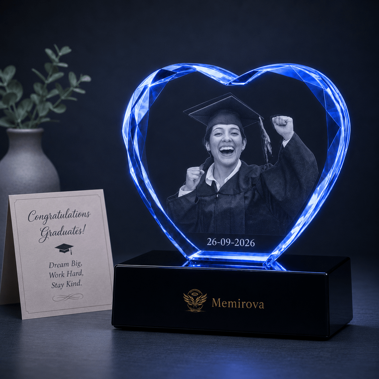 Memirova Graduation Faceted Heart Photo Keepsake-Memirova