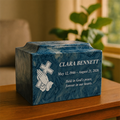 Personalized cremation urn for two loved ones with custom portrait