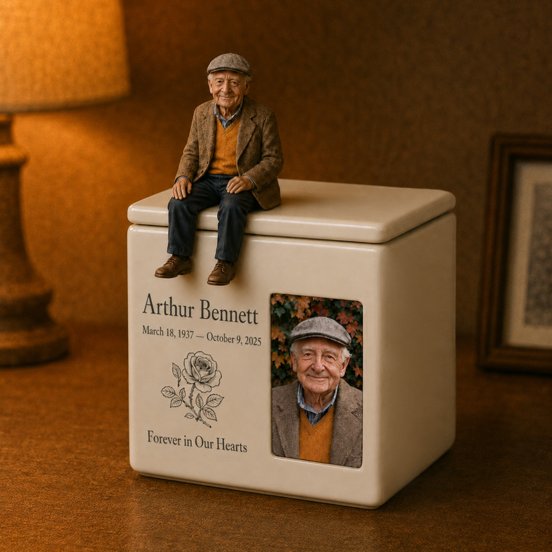 Custom painted ceramic urn for human ashes