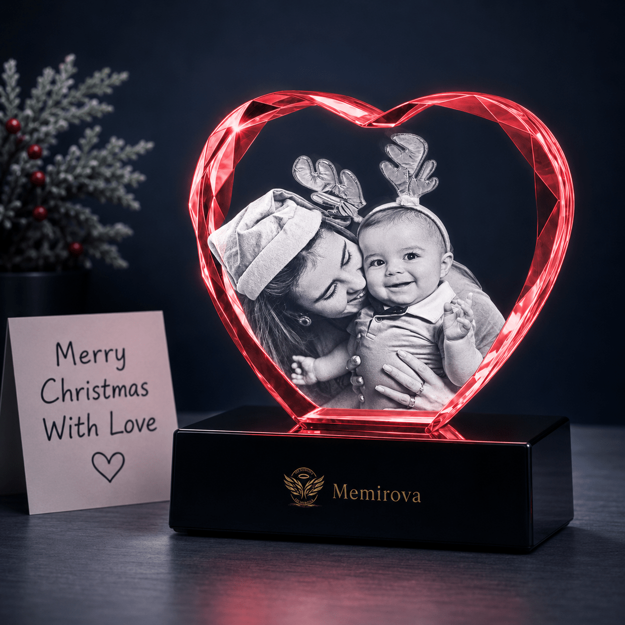 Memirova Christmas Faceted Heart Crystal Gift-Memirova