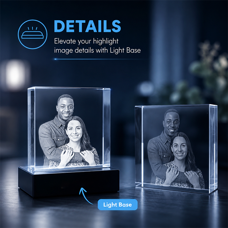 Custom 3D Crystal Photo - Square - Personalized Valentine's Crystal Gift - Living Room Decor