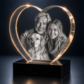 Custom 3D Crystal - Heart - Valentine's Crystal Gift with LED Base - Living Room Decor