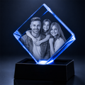 Custom 3D Crystal - Cube - Father's Day Crystal Gift with LED Base - Living Room Decor
