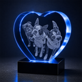 Custom 3D Crystal - Heart - Pet Crystal Gift with LED Base - Living Room Decor