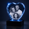 Custom 3D Crystal Photo - Faceted Heart- Romantic Anniversary Crystal Gift - Living Room Decor