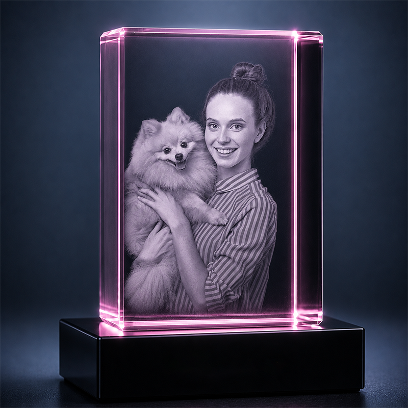 Custom 3D Crystal Photo - Portrait Rectangle - Valentine's Crystal Gift - Living Room Decor