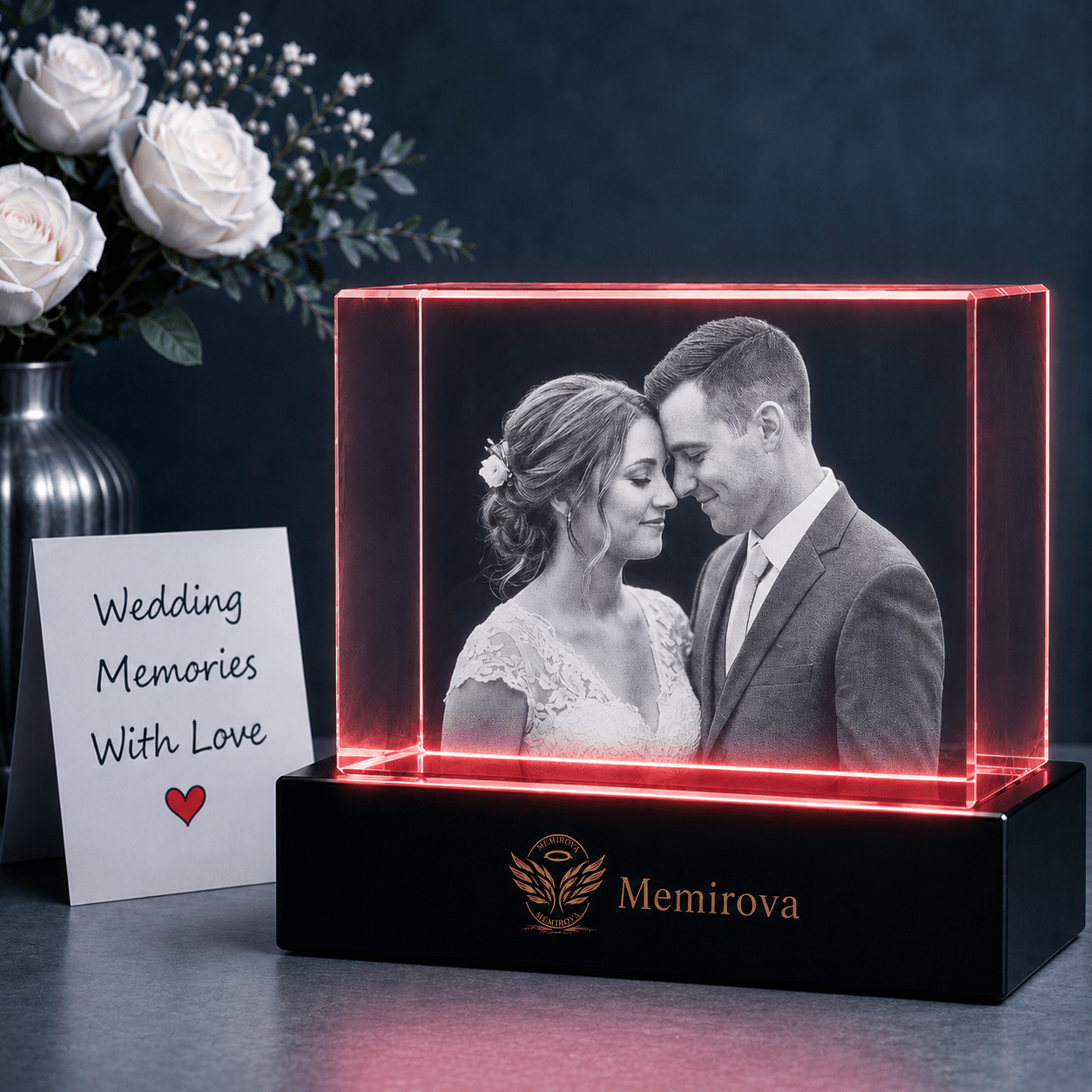 Memirova Wedding Custom Crystal Photo Block-Memirova