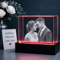 Custom 3D Crystal - Rectangle - Wedding Crystal Gift with LED Base - Living Room Decor