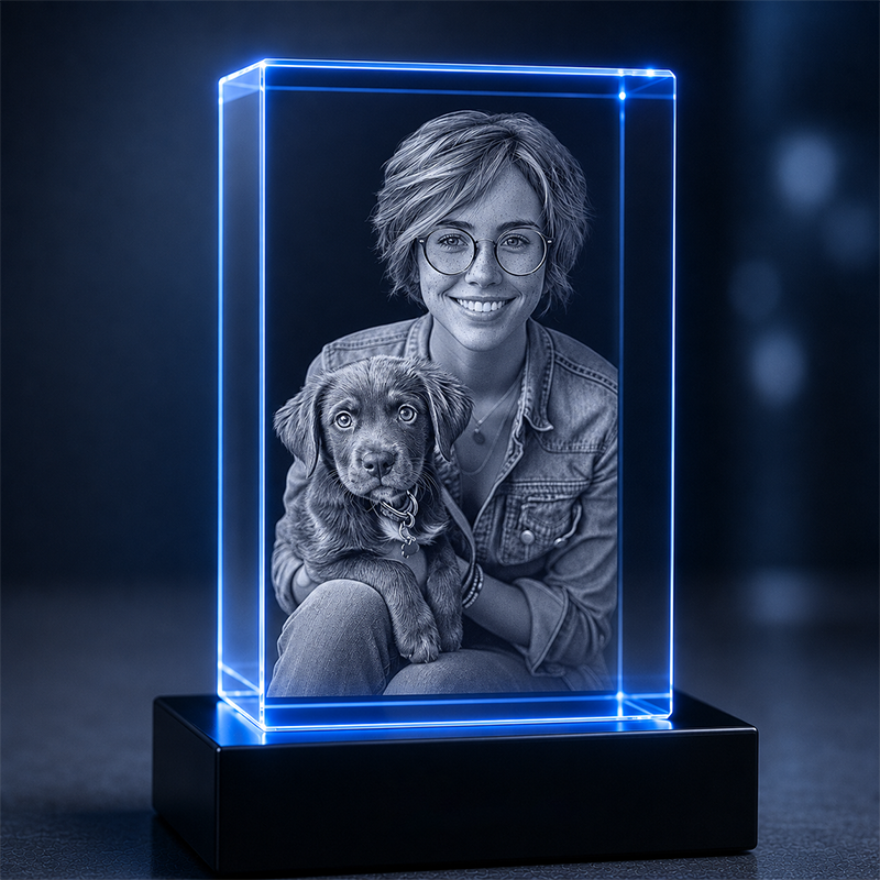 Custom 3D Crystal Photo - Portrait Rectangle - Valentine's Crystal Gift - Living Room Decor