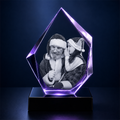 Custom 3D Crystal – Hexagon – Christmas Crystal Gift with LED Base – Living Room Decor