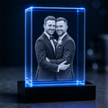 Custom 3D Crystal Photo - Vertical Rectangle - Couples Wedding Crystal Gift - Living Room