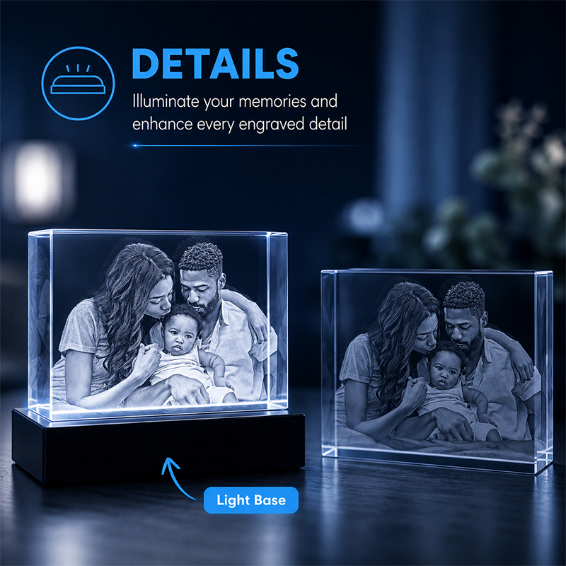 Custom 3D Crystal Photo- Rectangle - Graduation Crystal Gift Name & Year - Living Room Decor
