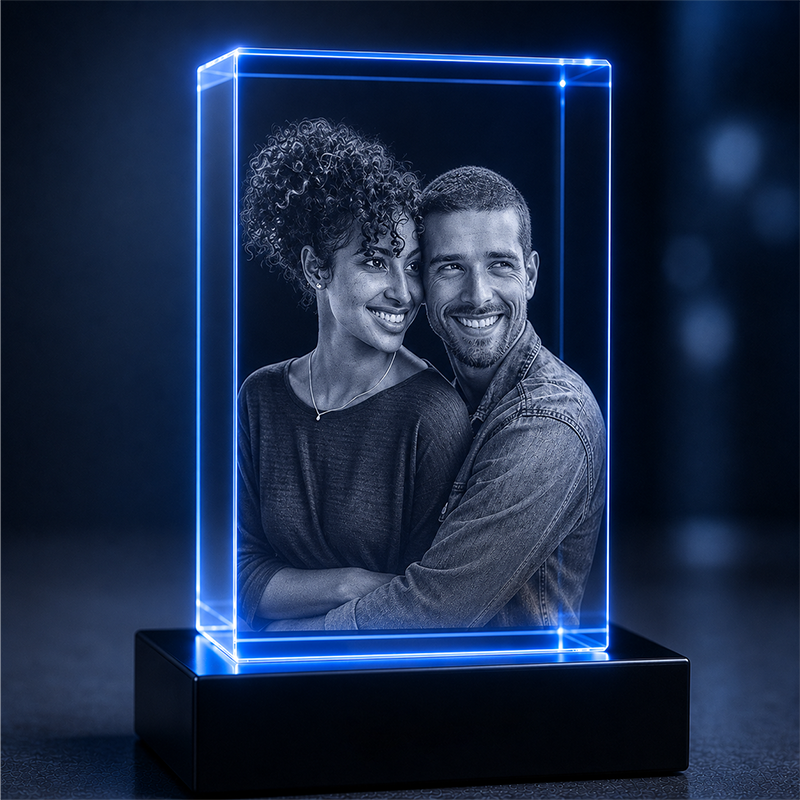 Custom 3D Crystal Photo - Portrait Rectangle - Valentine's Crystal Gift - Living Room Decor