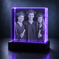 Custom 3D Crystal - Square - Graduation Crystal Gift with LED Base - Living Room Decor