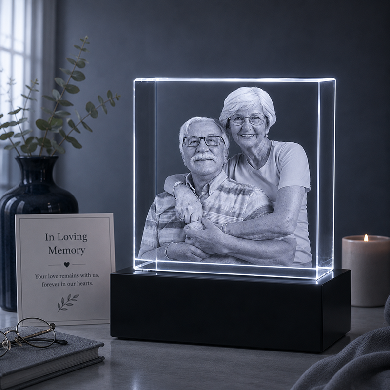 Custom 3D Crystal Photo - Square - Personalized Crystal Gift for Mom - Living Room Decor