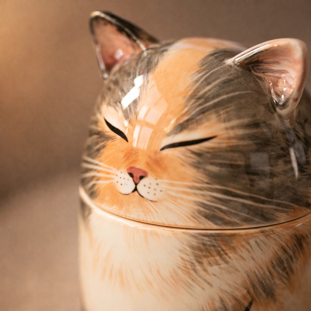 Ceramic cat urn suitable for discreet indoor environments